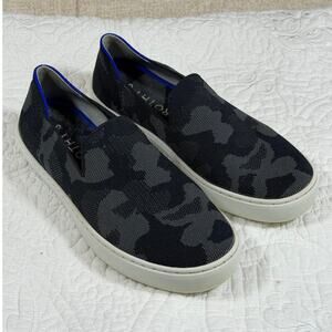 Rothy's Womens 7 Gray Camo Knit Slip On Sneakers Washable Comfort Casual Shoes